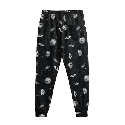 Black And White UFO Pattern Print Sweatpants