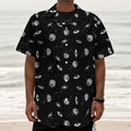 Black And White UFO Pattern Print Textured Short Sleeve Shirt