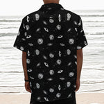 Black And White UFO Pattern Print Textured Short Sleeve Shirt