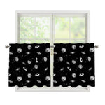 Black And White UFO Pattern Print Tier Curtains