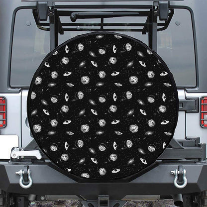 Black And White UFO Pattern Print Tire Cover