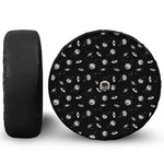 Black And White UFO Pattern Print Tire Cover With Camera Hole