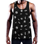Black And White UFO Pattern Print Training Tank Top