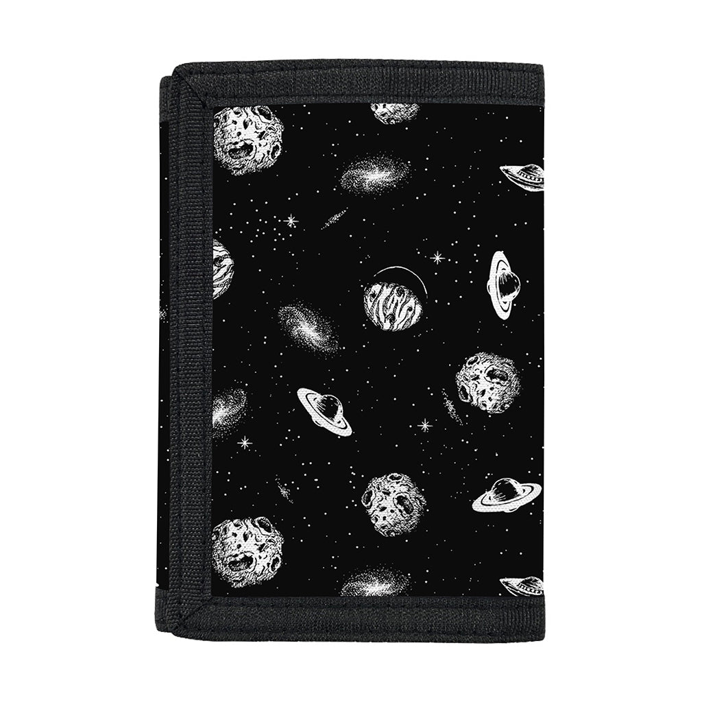 Black And White UFO Pattern Print Trifold Wallet