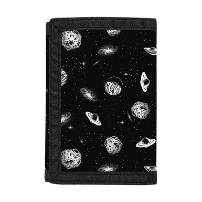 Black And White UFO Pattern Print Trifold Wallet