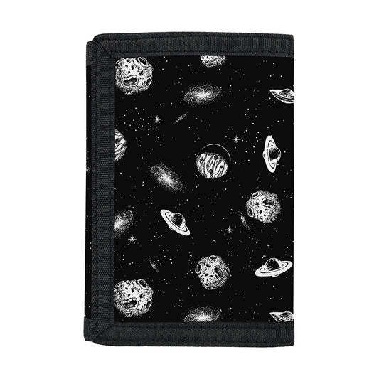 Black And White UFO Pattern Print Trifold Wallet