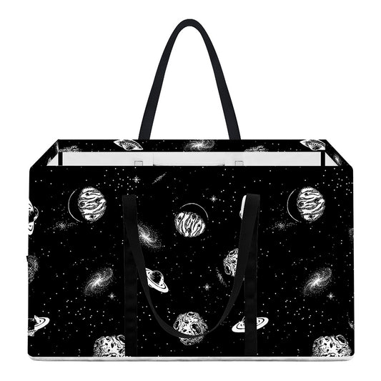Black And White UFO Pattern Print Utility Tote Bag