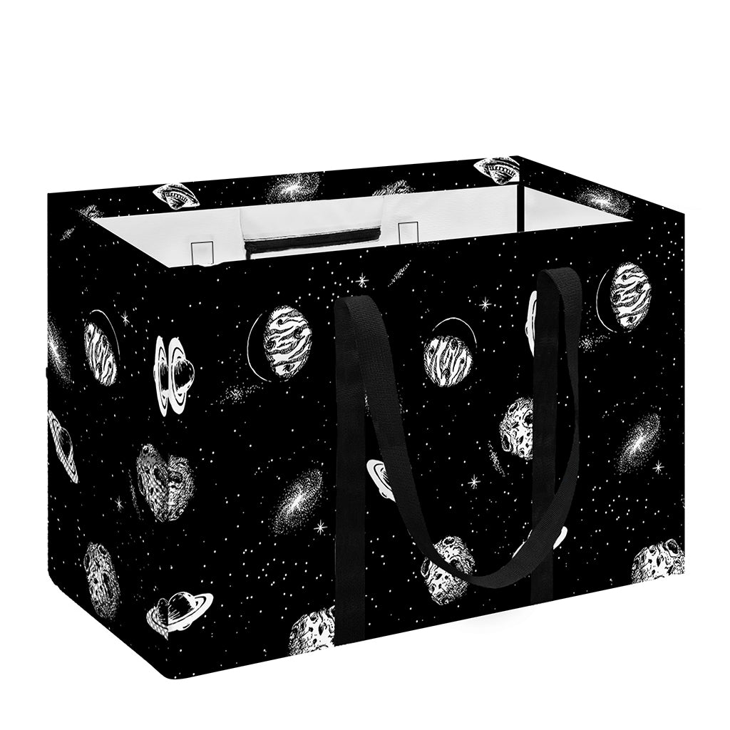 Black And White UFO Pattern Print Utility Tote Bag