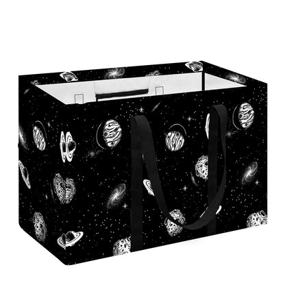 Black And White UFO Pattern Print Utility Tote Bag