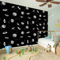 Black And White UFO Pattern Print Wall Sticker