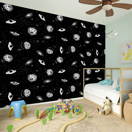 Black And White UFO Pattern Print Wall Sticker