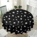 Black And White UFO Pattern Print Waterproof Round Tablecloth