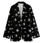 Black And White UFO Pattern Print Women's Blazer