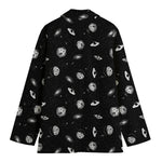 Black And White UFO Pattern Print Women's Blazer