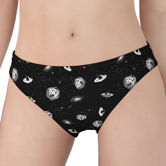 Black And White UFO Pattern Print Women's Panties