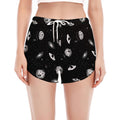 Black And White UFO Pattern Print Women's Split Running Shorts