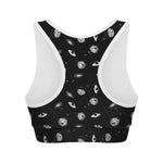 Black And White UFO Pattern Print Women's Sports Bra