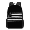 Black And White USA Flag Print 17 Inch Backpack