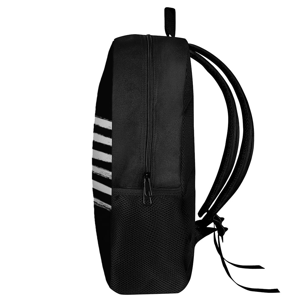 Black And White USA Flag Print 17 Inch Backpack