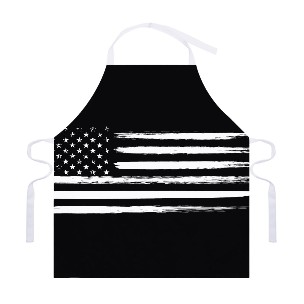Black And White USA Flag Print Adjustable Apron