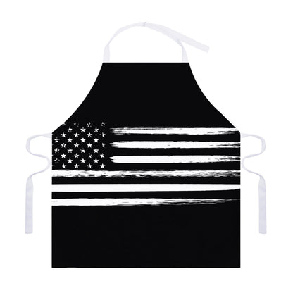 Black And White USA Flag Print Adjustable Apron