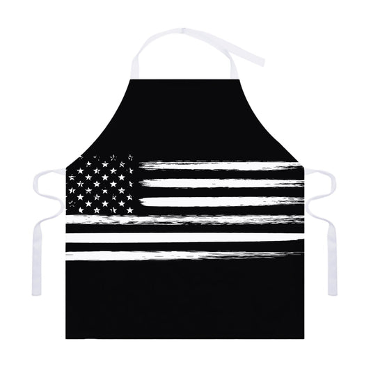Black And White USA Flag Print Adjustable Apron