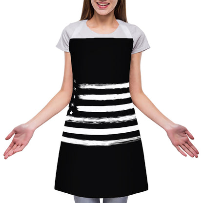 Black And White USA Flag Print Adjustable Apron