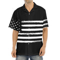 Black And White USA Flag Print Aloha Shirt