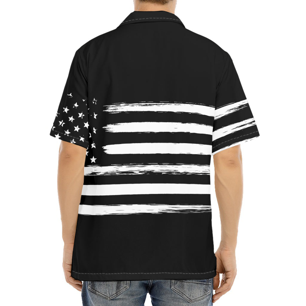 Black And White USA Flag Print Aloha Shirt