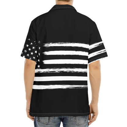 Black And White USA Flag Print Aloha Shirt