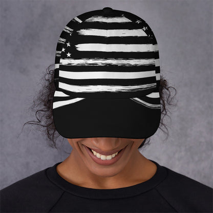 Black And White USA Flag Print Baseball Cap