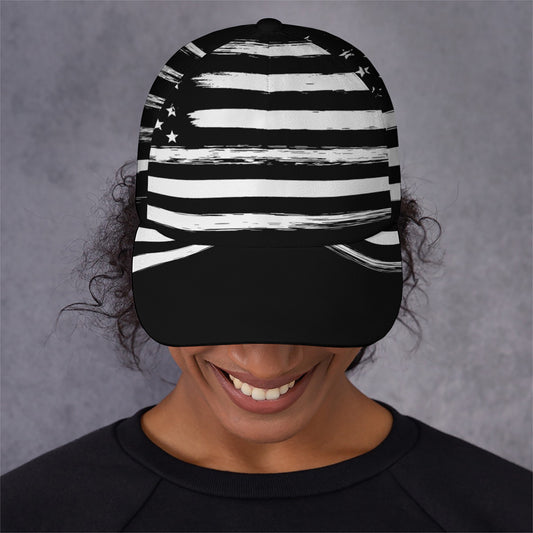 Black And White USA Flag Print Baseball Cap