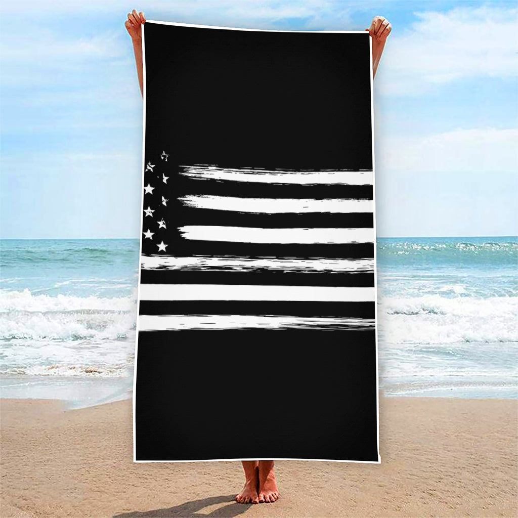 Black And White USA Flag Print Beach Towel