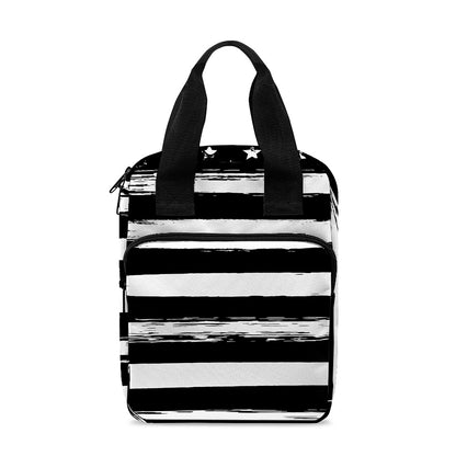 Black And White USA Flag Print Bible Tote Bag