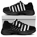 Black And White USA Flag Print Black Chunky Shoes