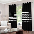 Black And White USA Flag Print Dimout Grommet Curtains
