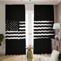 Black And White USA Flag Print Dimout Pencil Pleat Curtains