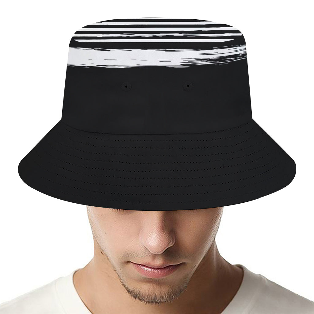 Black And White USA Flag Print Bucket Hat