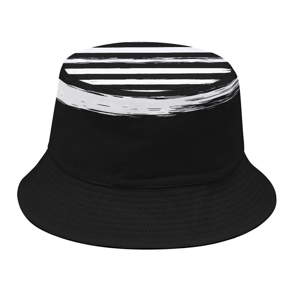 Black And White USA Flag Print Bucket Hat