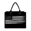 Black And White USA Flag Print Canvas Tote Bag