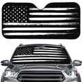 Black And White USA Flag Print Car Windshield Sun Shade