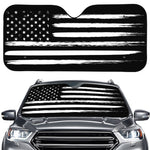 Black And White USA Flag Print Car Windshield Sun Shade