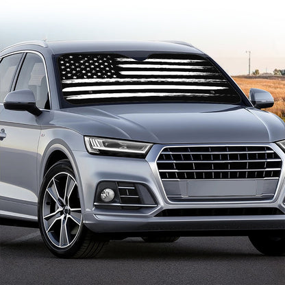 Black And White USA Flag Print Car Windshield Sun Shade