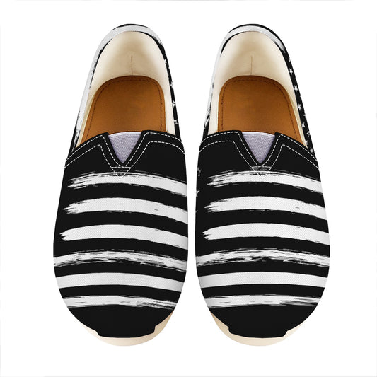 Black And White USA Flag Print Casual Shoes