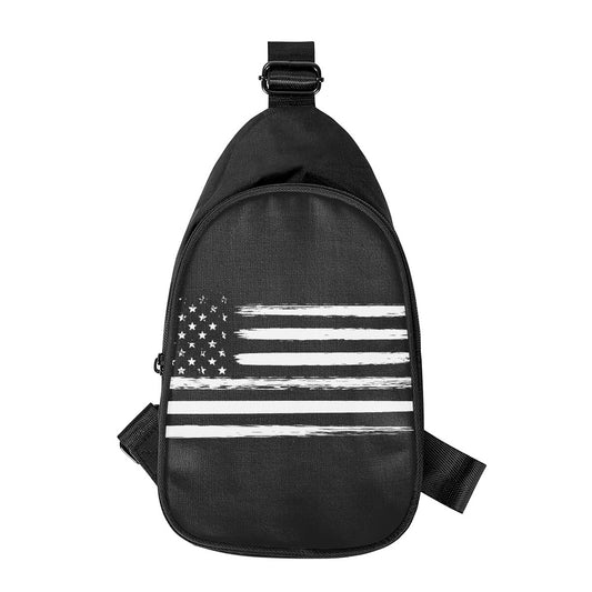 Black And White USA Flag Print Chest Bag