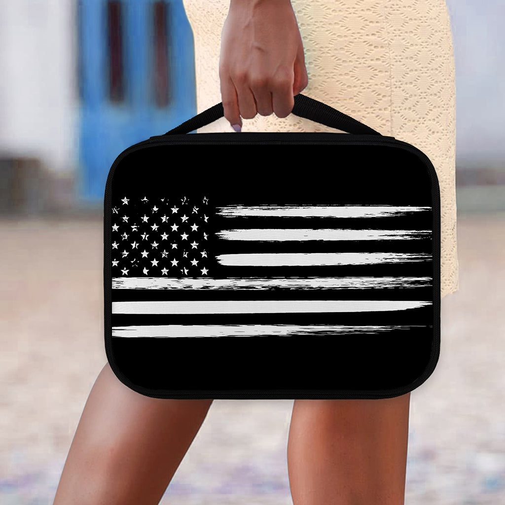 Black And White USA Flag Print Classic Bible Case