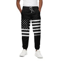 Black And White USA Flag Print Cotton Sweatpants