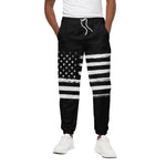 Black And White USA Flag Print Cotton Pants