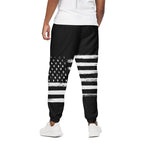 Black And White USA Flag Print Cotton Pants
