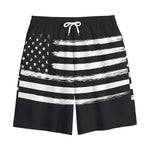 Black And White USA Flag Print Cotton Shorts